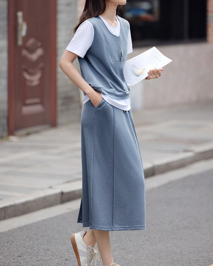 Everly Mock Layer Midi Skirt Set