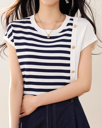 Marin Stripe Button Knit T-Shirt
