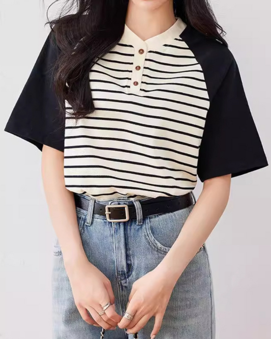Nola Calm Stripe Contrast T-Shirt