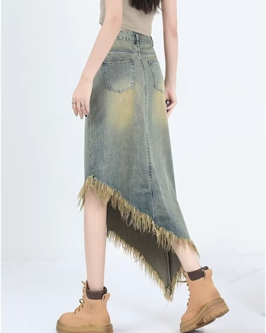 Arlo Fade Fringe Denim Skirt