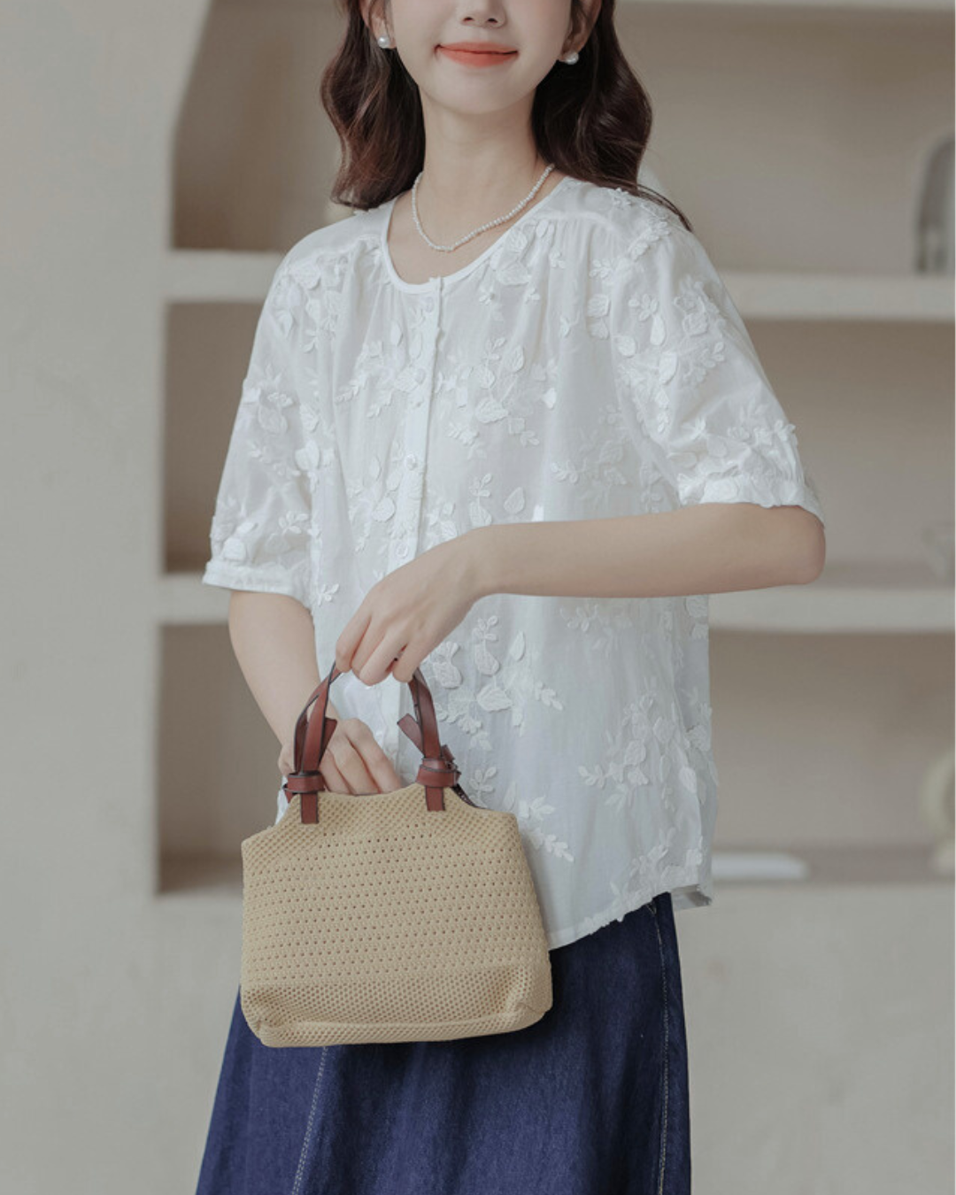 Lunea Bloom Silk Embroidery Blouse