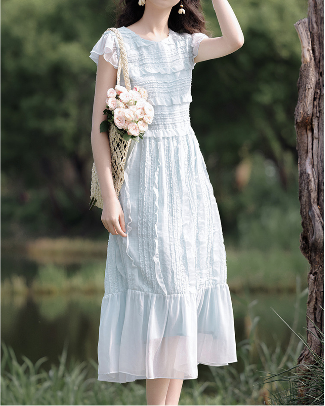 Elowen Breeze Ruffle Midi Dress