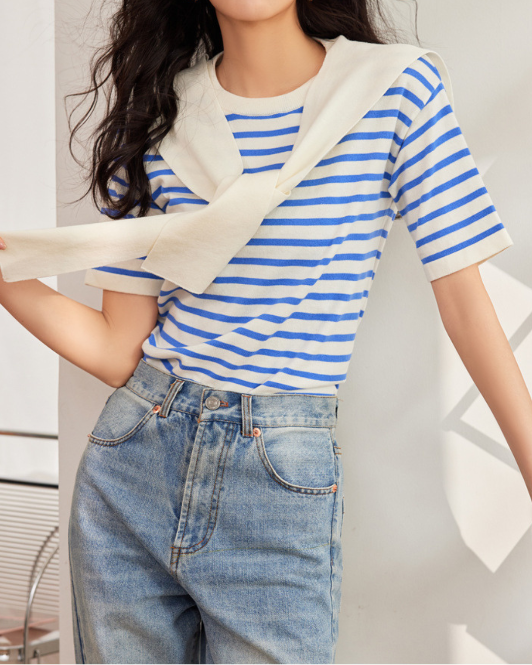 Ava Stripe Soft Drape T-Shirt