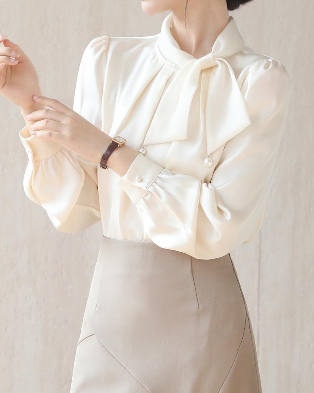 Blush Tie Pearl Blouse