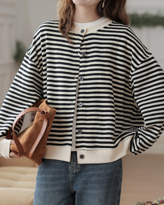 Marine Stripe Cozy Knit Cardigan
