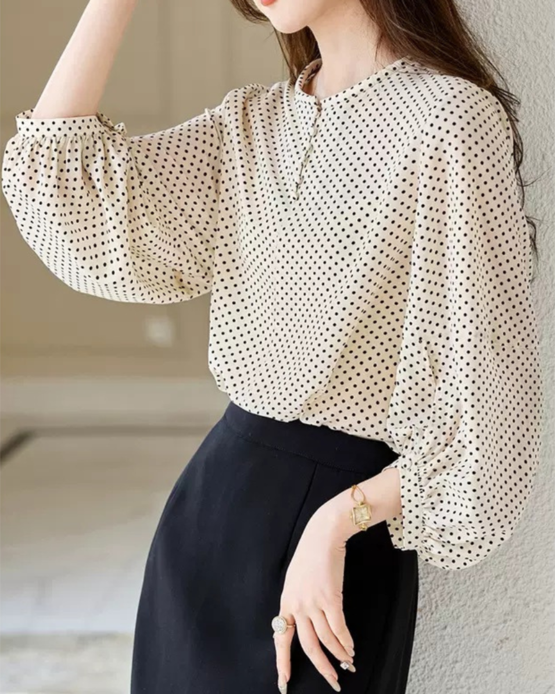 Elodie Light Dot Gather Blouse