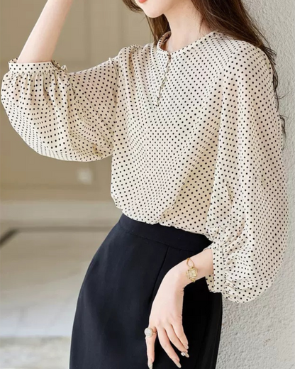 Elodie Light Dot Gather Blouse