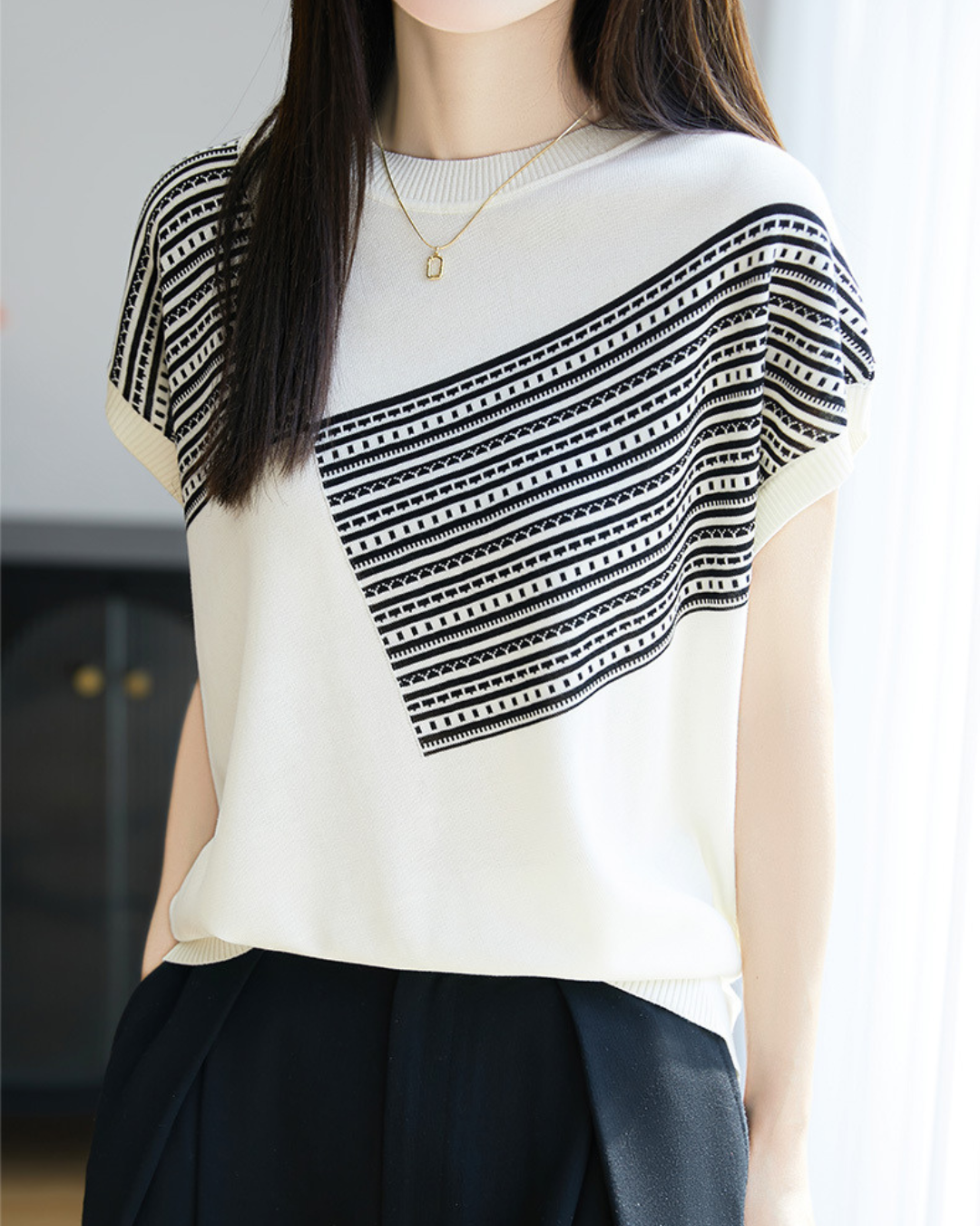 Amelie Soft Geo Stripe Knit Top