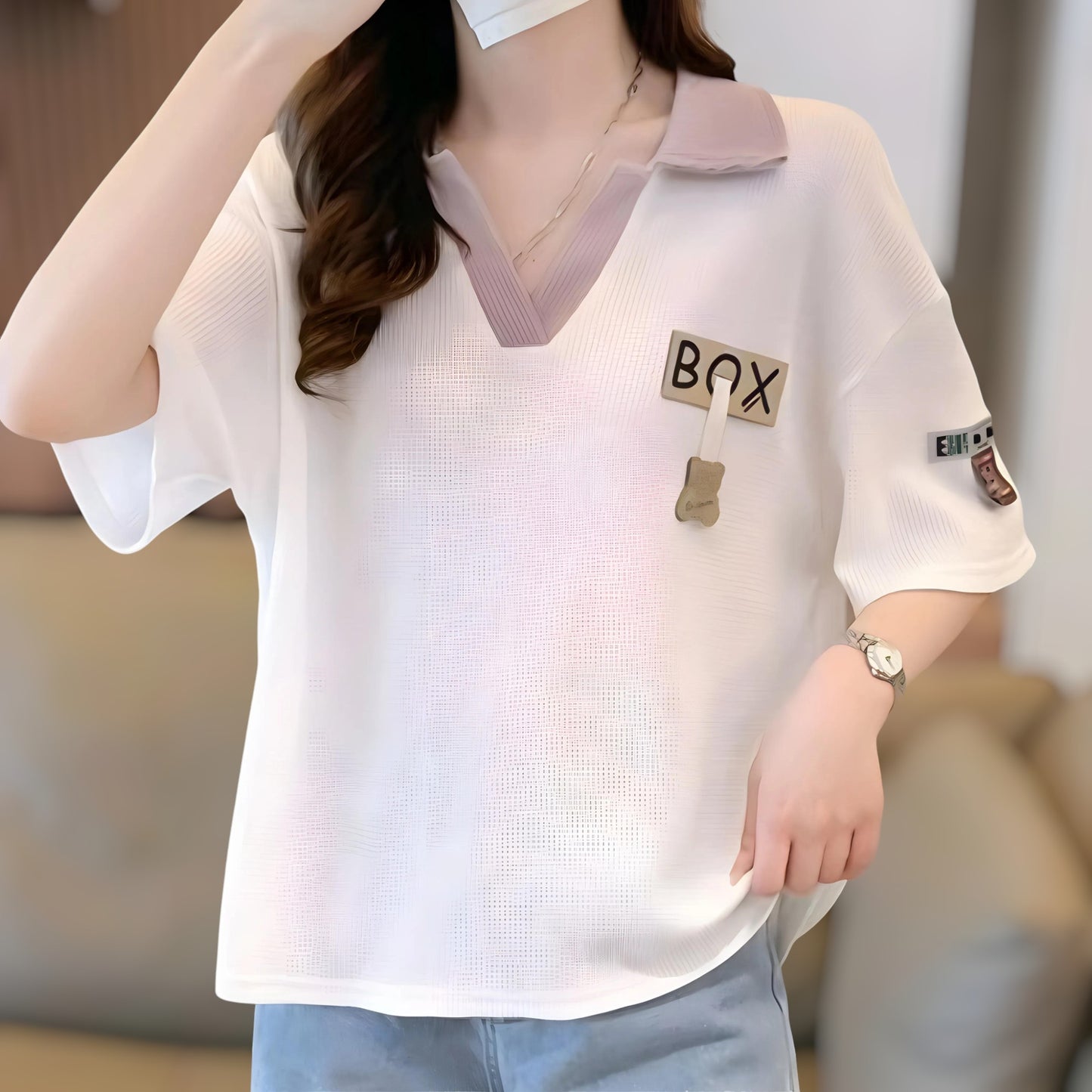 Eloise Soft Collar Mesh T-Shirt