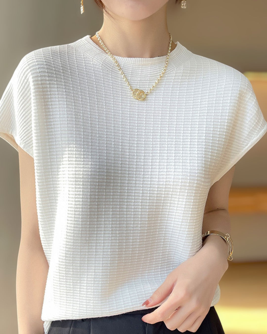 Lena Calm Ribbed Knit Tee
