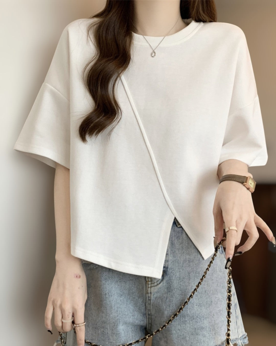 Luna Drape Cotton Panel T-Shirt
