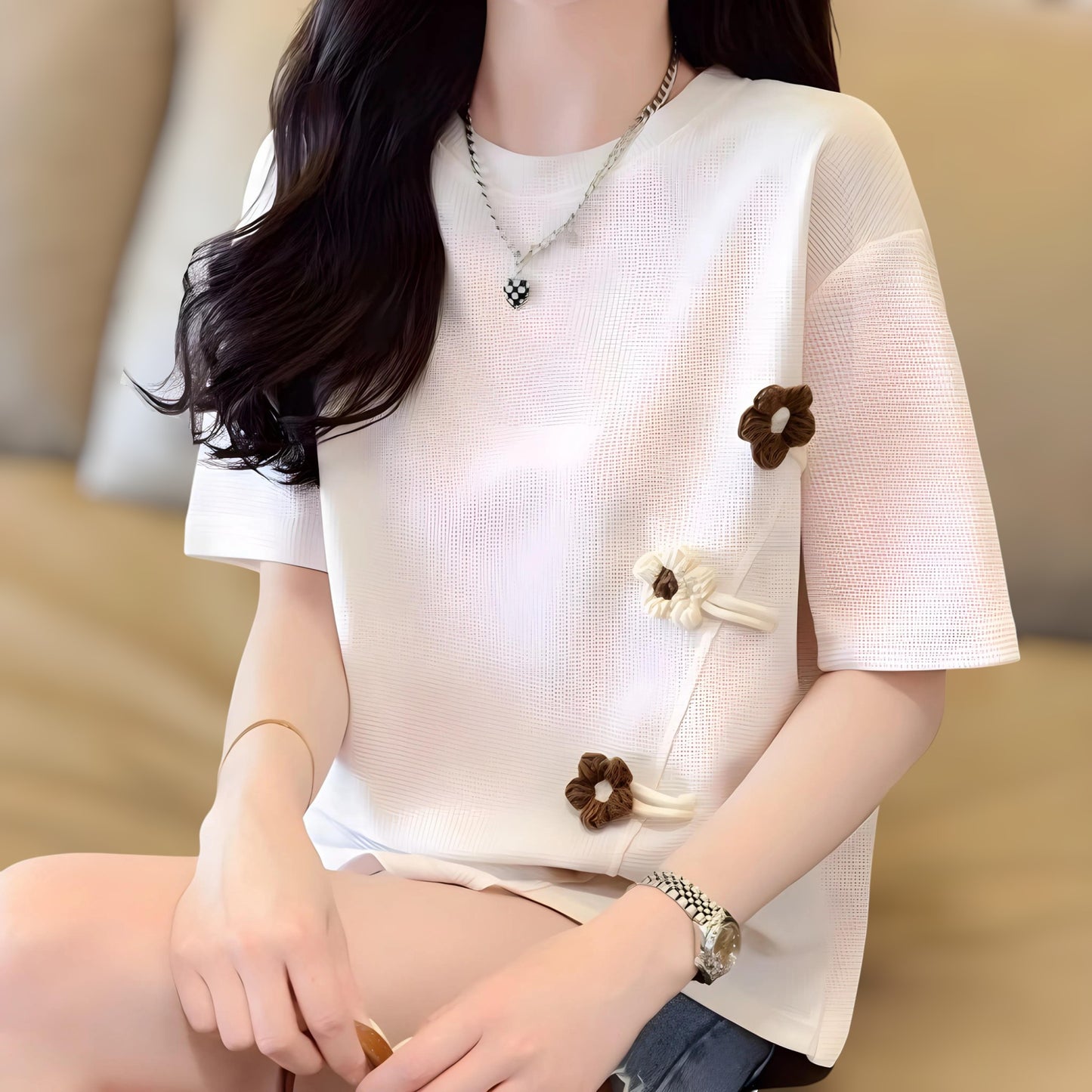 Daisy Knot Side Waffle T-Shirt