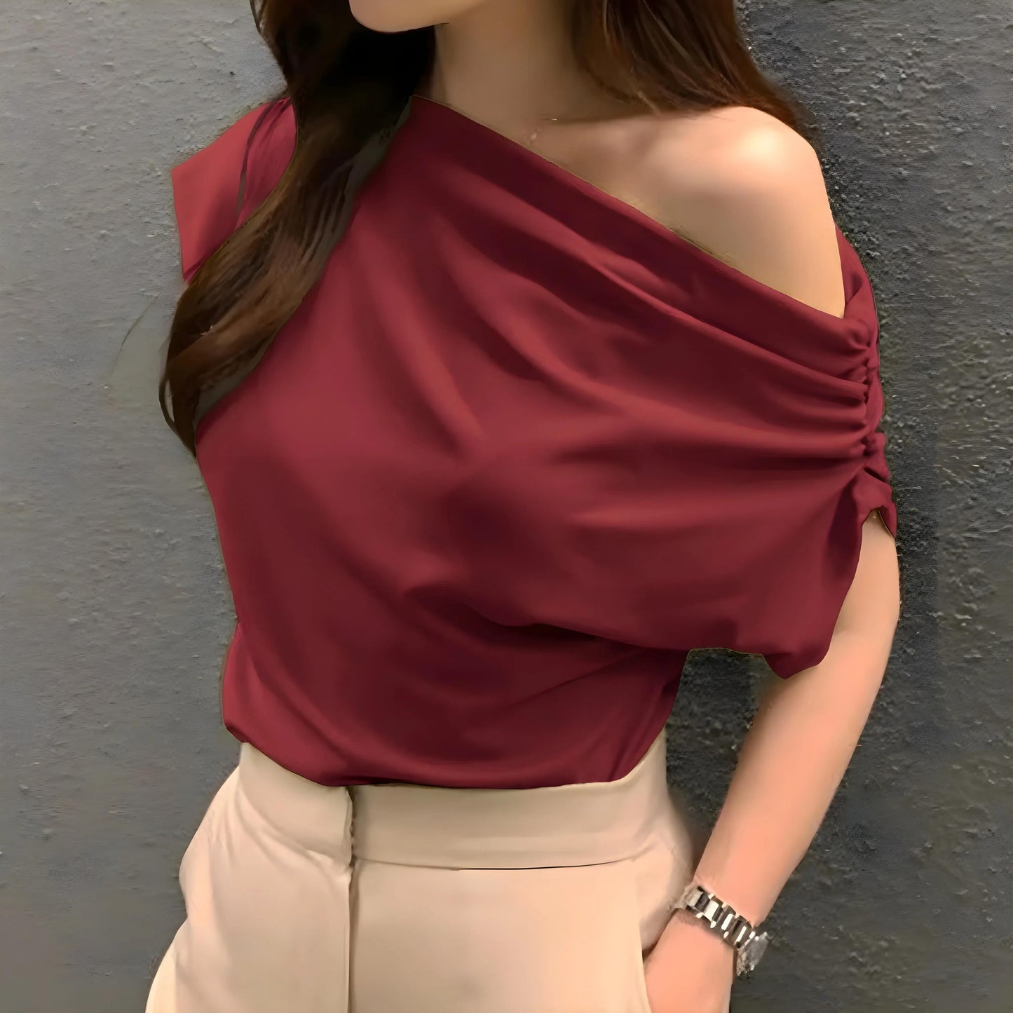 Lina Drape One-Shoulder T-Shirt
