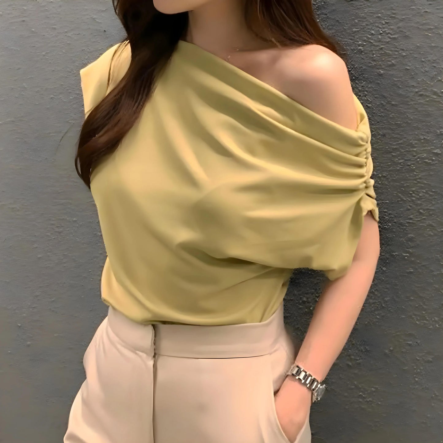 Lina Drape One-Shoulder T-Shirt