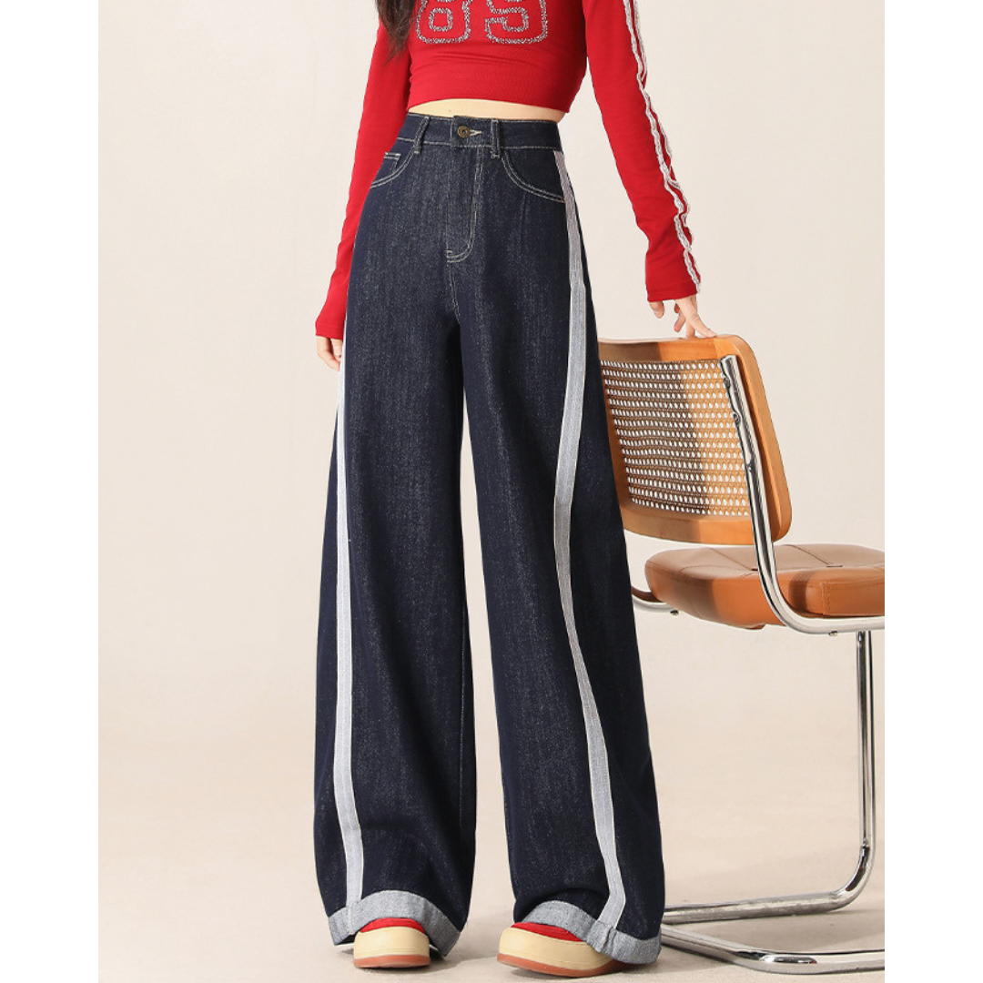 Freya Contrast Line Denim Trousers