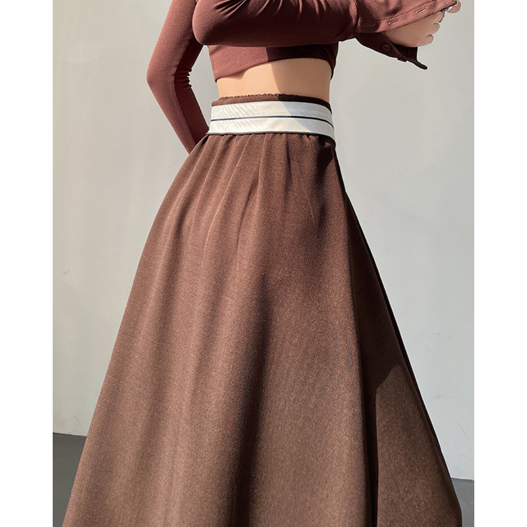 Faye Contrast Waist Flare Skirt