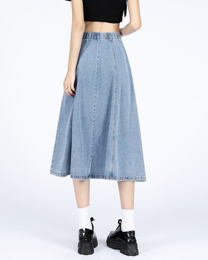 Liora Soft Pleat Denim Skirt