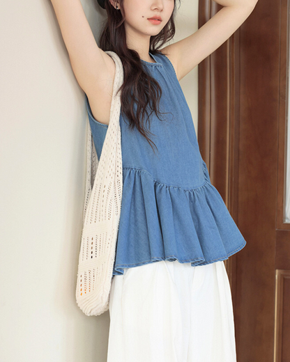 Lora Soft Tie Peplum Top