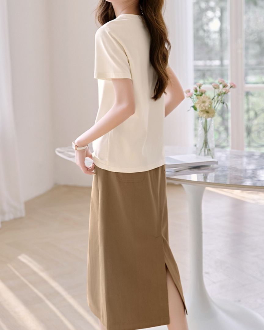 Luna Text Tee Midi Skirt Set