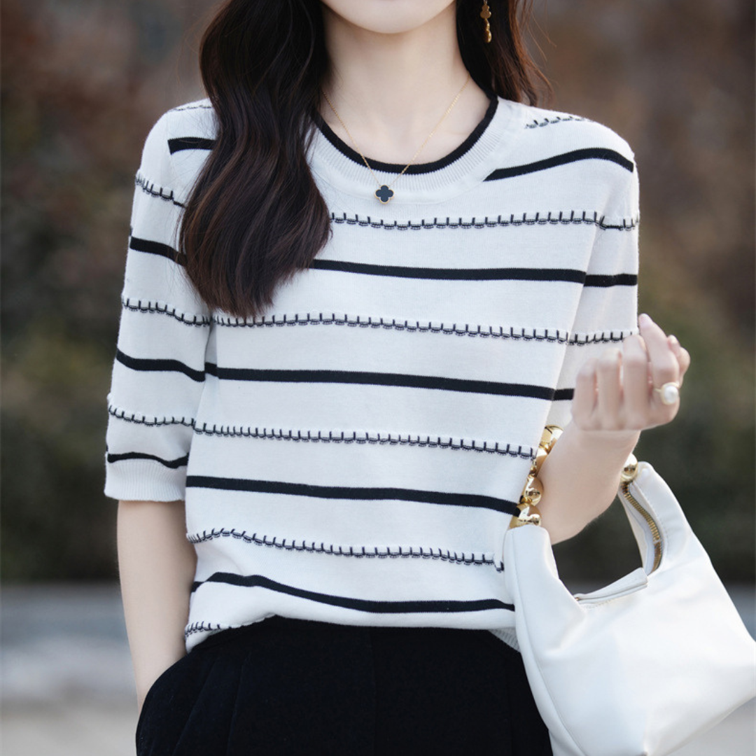 Celine Stitch Stripe Knit Top
