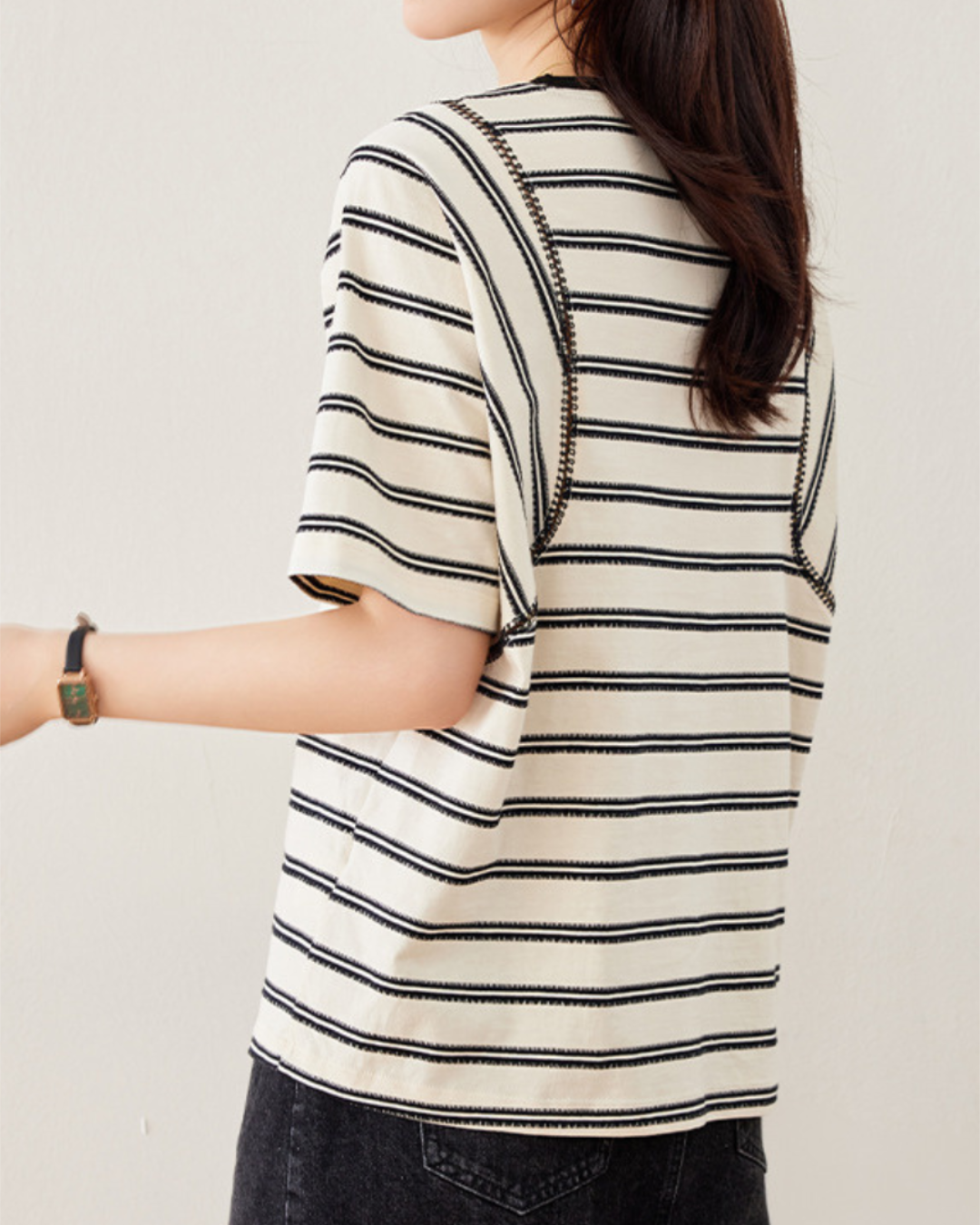 Nora Calm Stitch Stripe T-Shirt