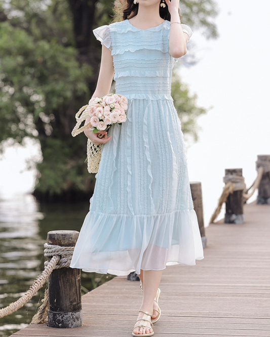 Elowen Breeze Ruffle Midi Dress