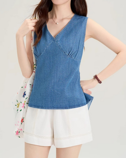 Emery Wrap Back Denim Vest