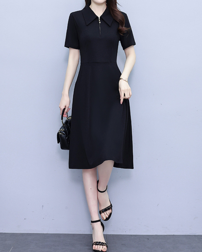 Lyna Sharp Collar Flare Dress