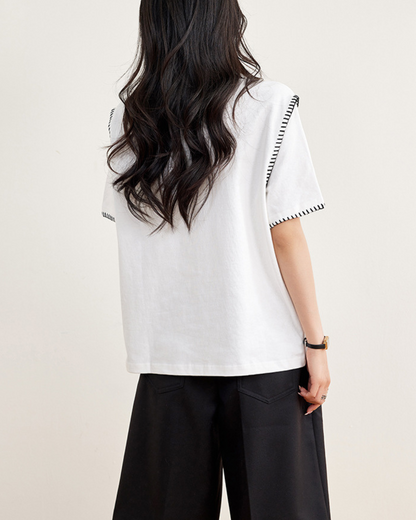 Livia Edge Stitch Cotton T-Shirt