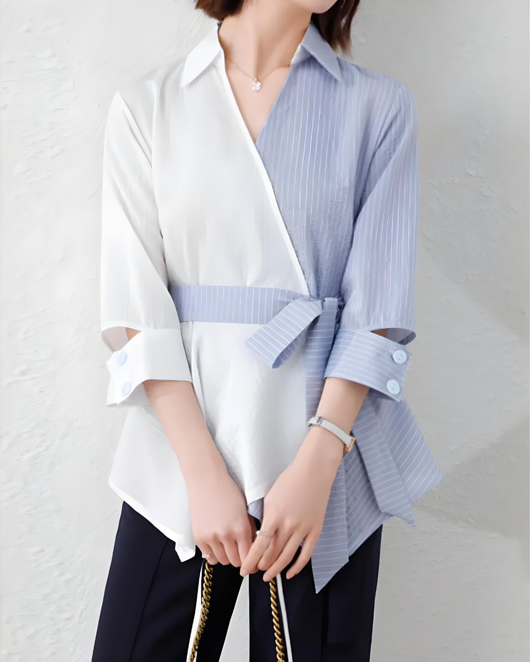 Elara Dual Tone Wrap Blouse
