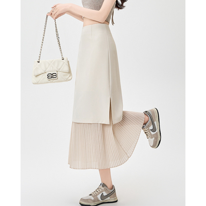 Mina Pleat Layer Midi Skirt