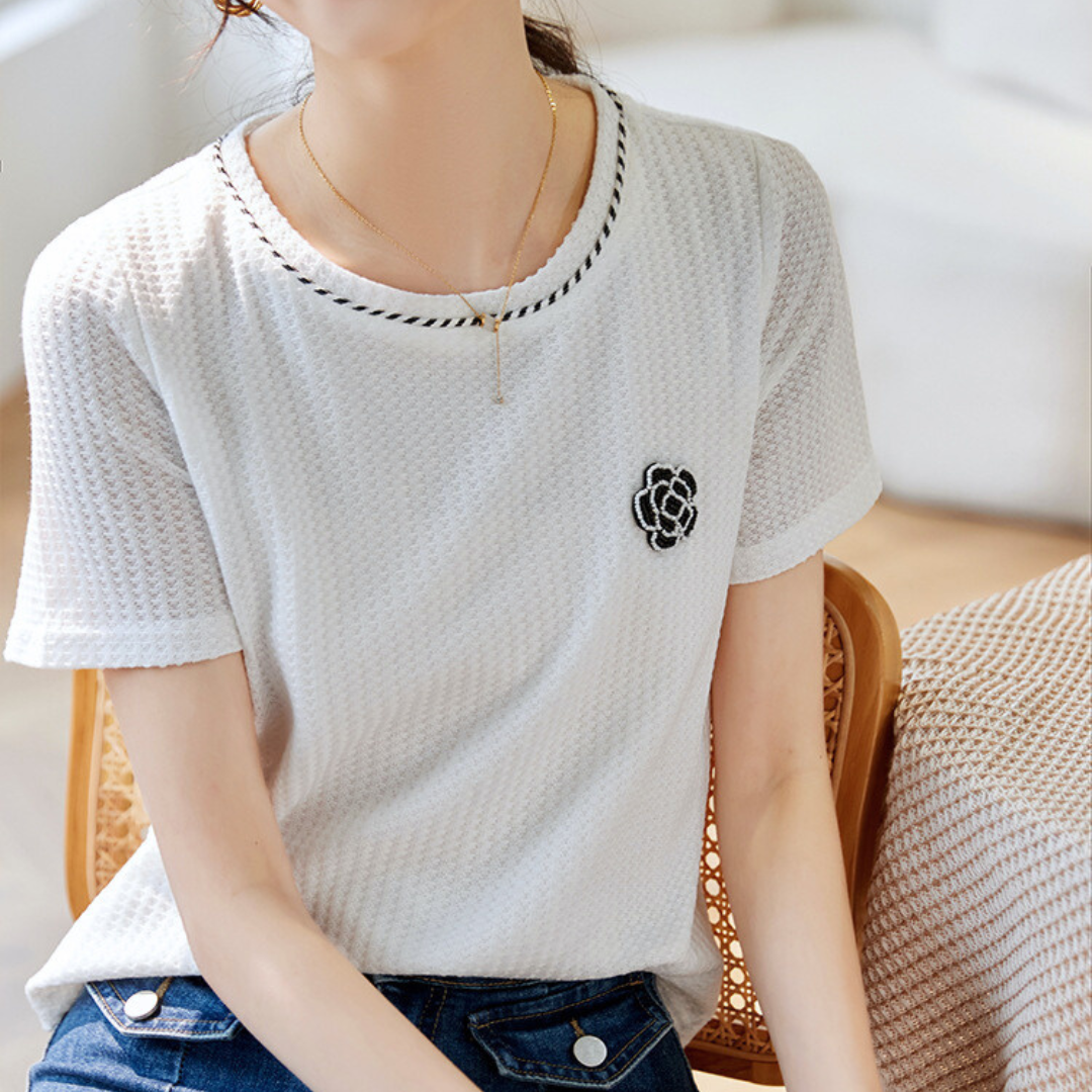 Clara Waffle Flower Knit T-Shirt