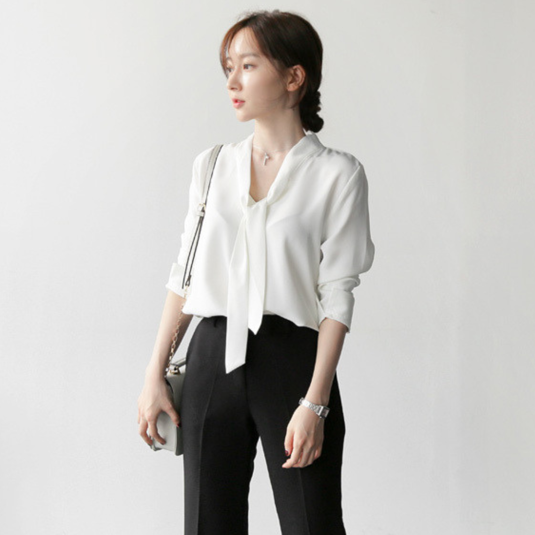 Elva Drape Soft V-Neck Blouse