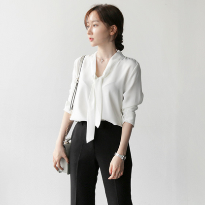 Elva Drape Soft V-Neck Blouse