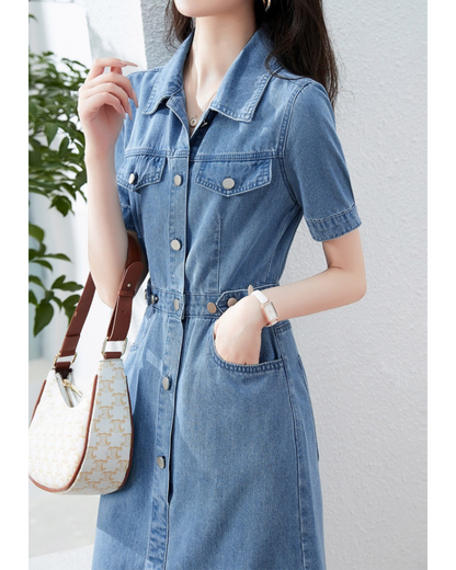 Adele Soft Denim Belted Dress