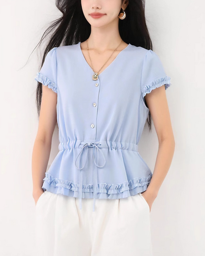 Lilin Soft Frill Peplum Blouse