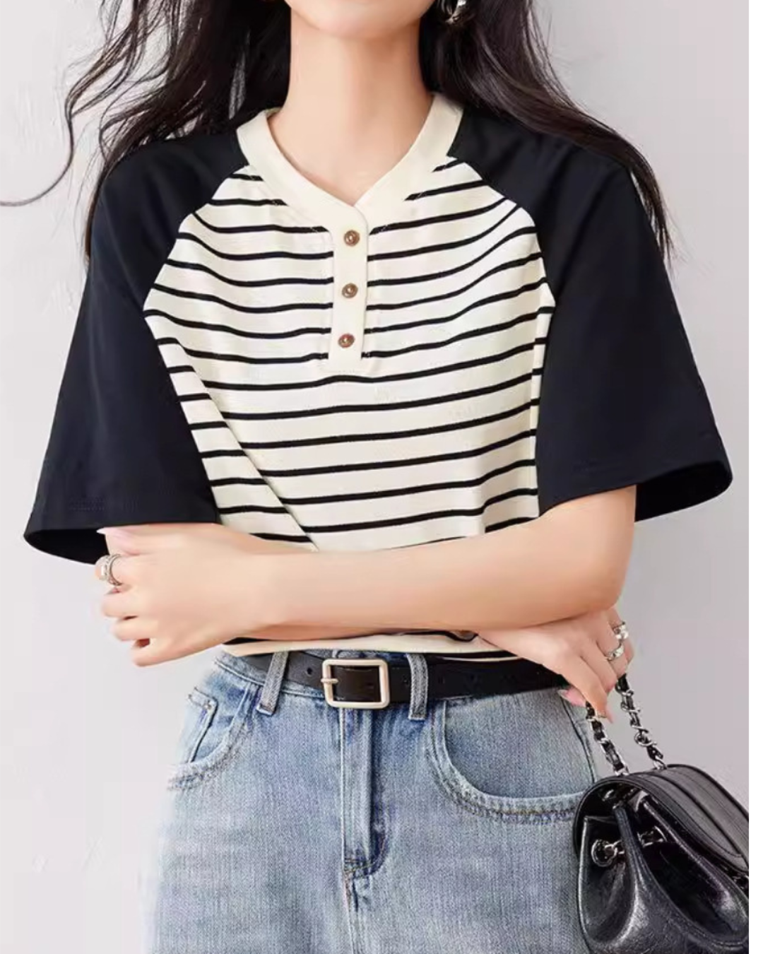 Nola Calm Stripe Contrast T-Shirt