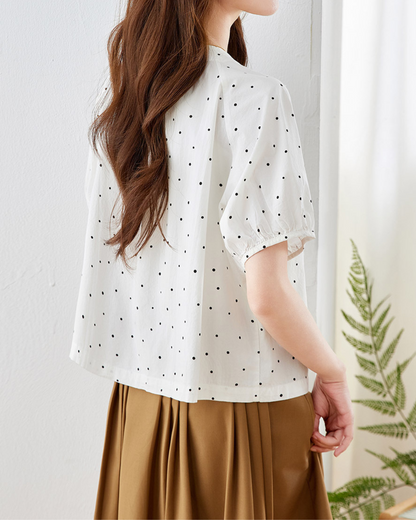 Mira Dot Gathered Blouse