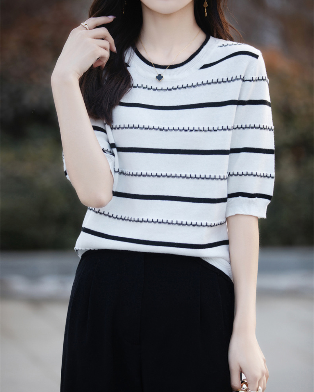 Celine Stitch Stripe Knit Top