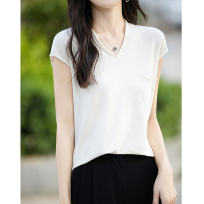 Mira Gentle V-Neck Pocket T-Shirt