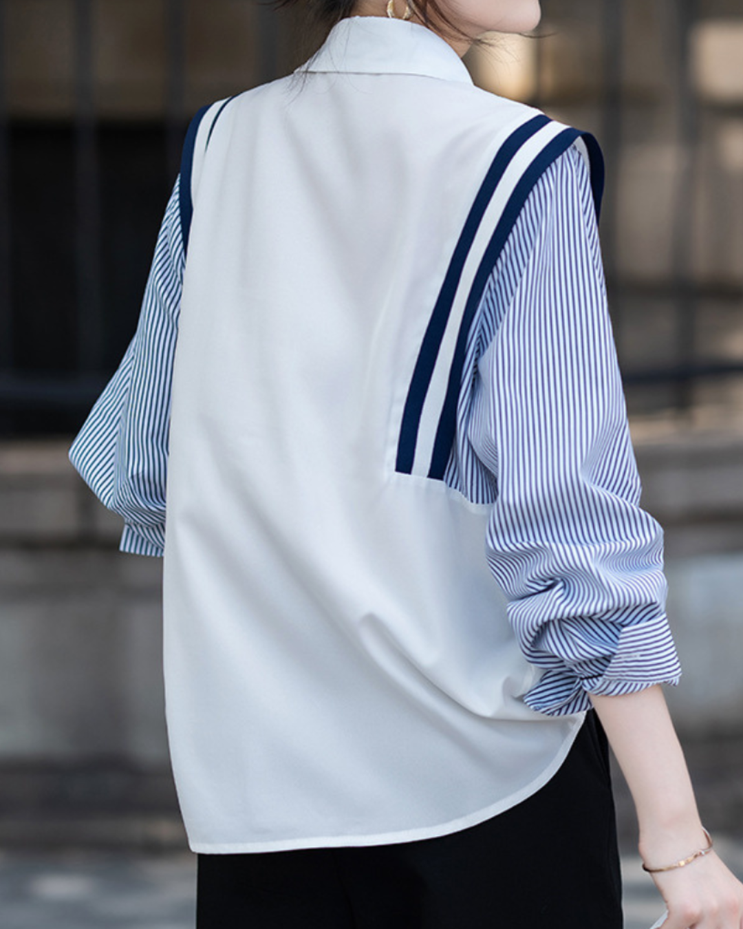 Auden Crisp Stripe Panel Shirt