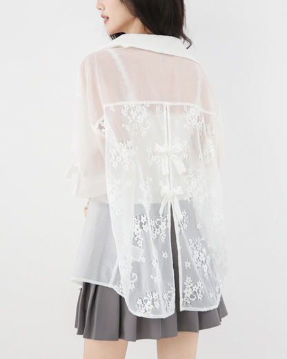 Lisse Sheer Bow Panel Shirt