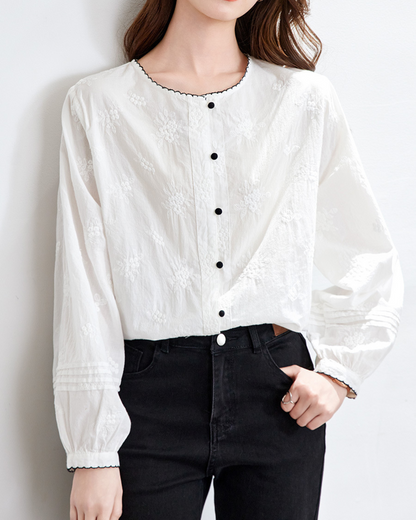 Flora Calm Trim Blouse