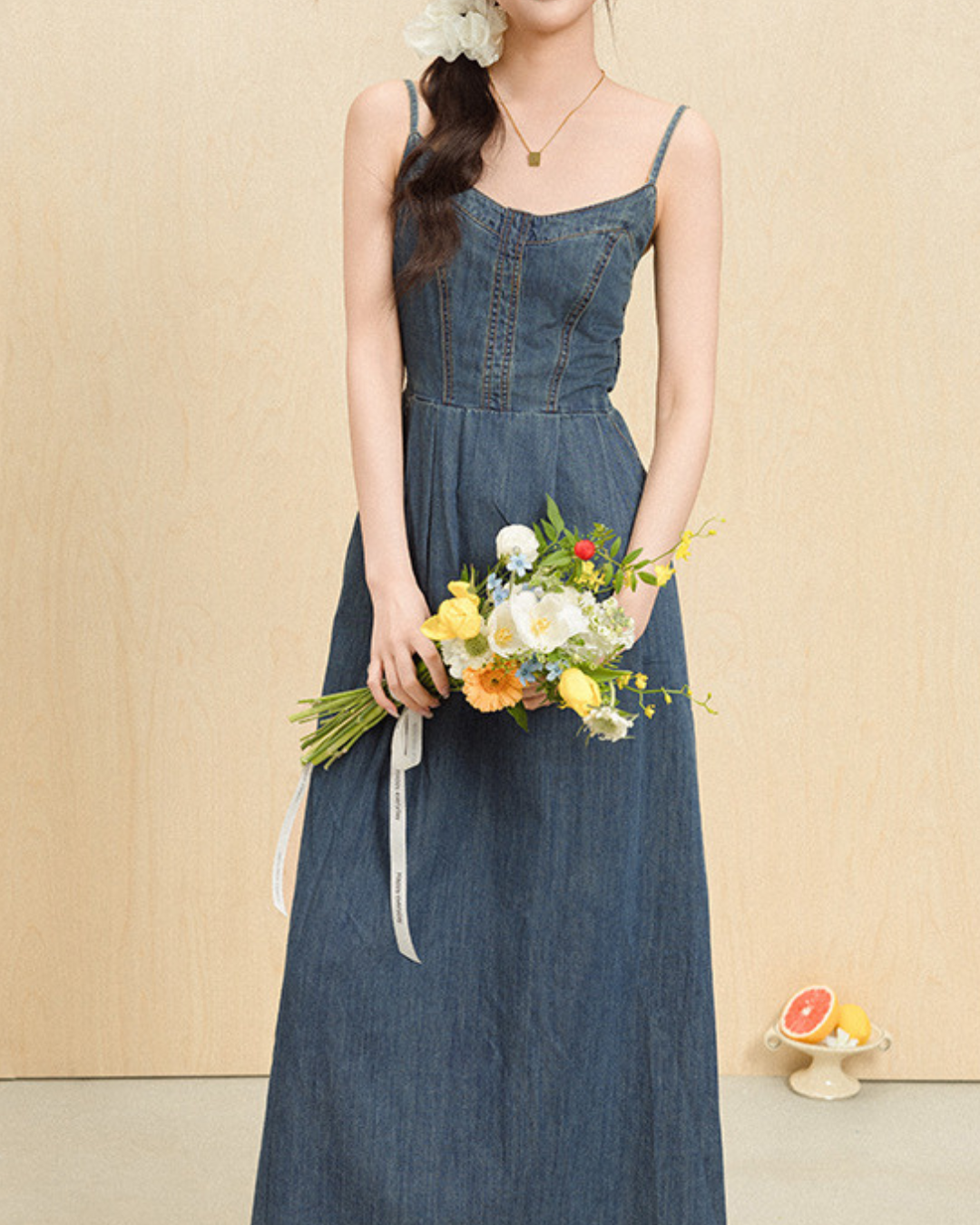Liora Soft Denim Maxi Dress