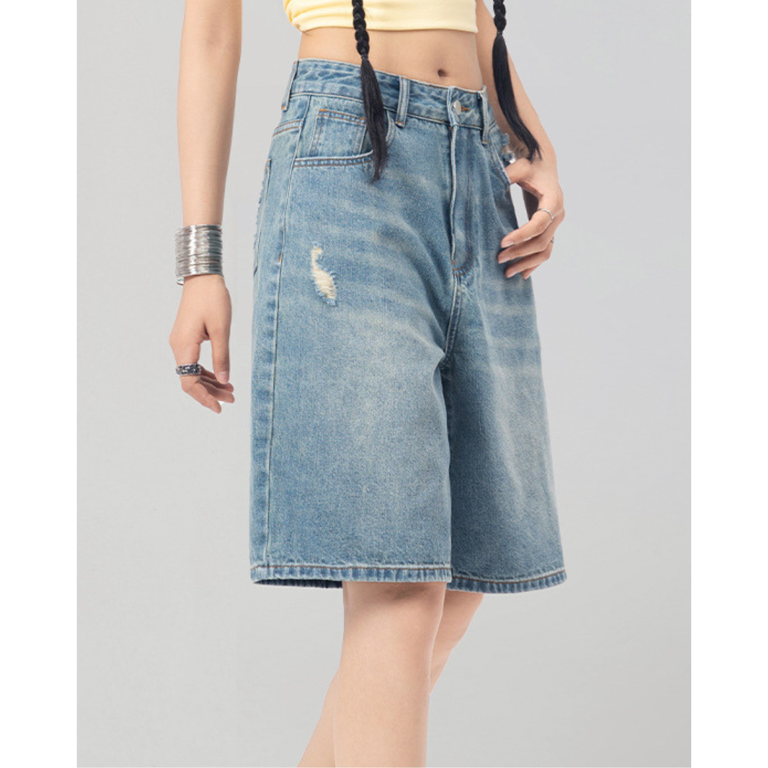 Elva Soft Fray Denim Shorts