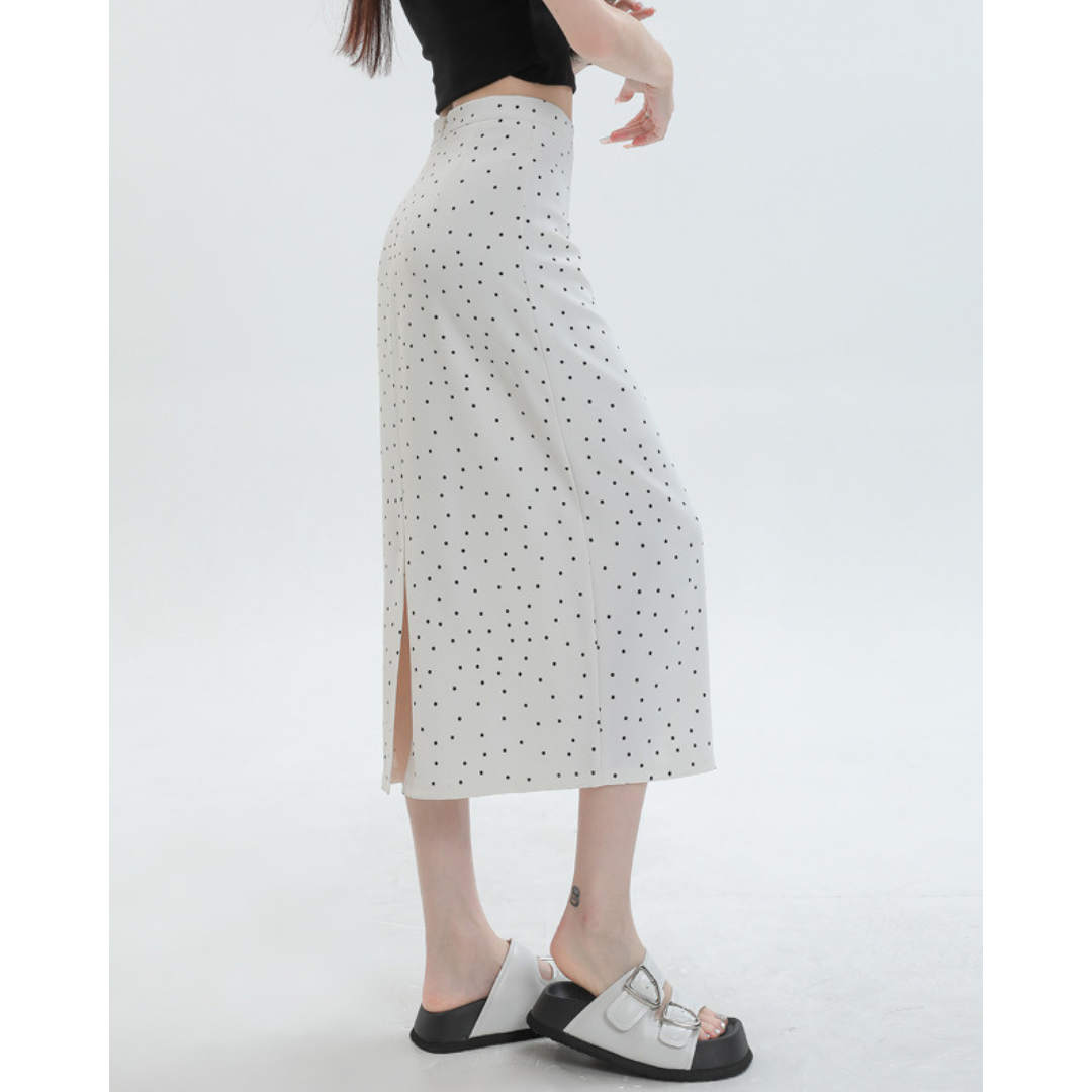 Eloise Dot Slit Midi Skirt