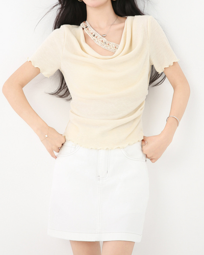 Cleo Drape Trim Layered T-Shirt