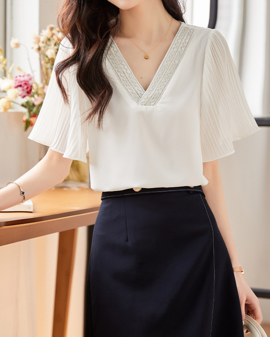 Aria Light Pleat Blouse