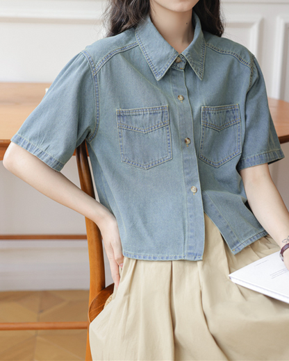 Aria Calm Pocket Denim Shirt