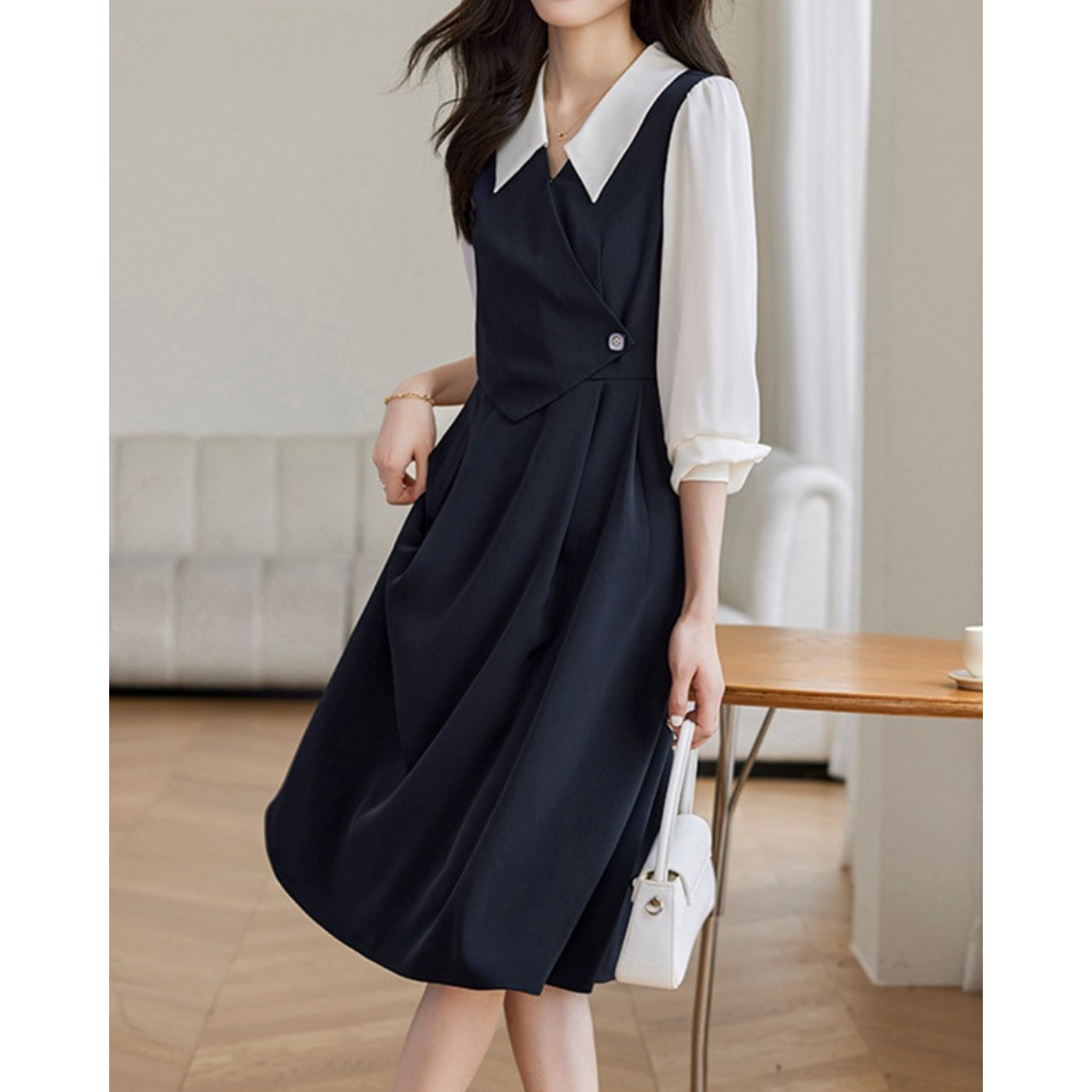 Mina Contrast Panel Midi Dress